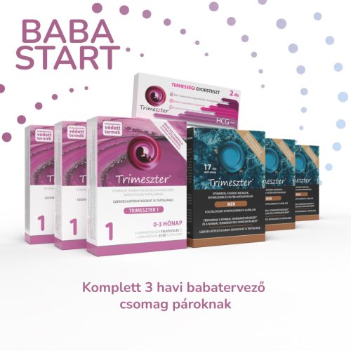 Trimeszter BABASTART Csomag - 3db Trimeszter 1 + 3db Trimeszter Men + 2db Trimeszter Terhességi Gyorsteszt
