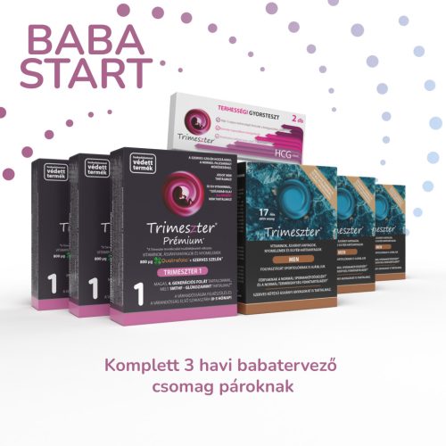 Trimeszter BABASTART Prémium Csomag - 3db Trimeszter Prémium 1 + 3db Trimeszter Men + 2db Trimeszter Terhességi Gyorsteszt