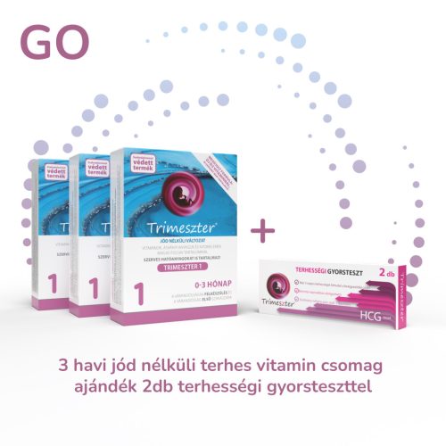 Trimeszter GO Jód Nélküli Csomag - 3db Trimeszter 1 Jód Nélküli + 2db Trimeszter Terhességi Gyorsteszt