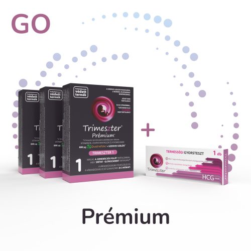 (új) Trimeszter GO Prémium Csomag - 3db Trimeszter Prémium 1 + 1db Trimeszter Terhességi Gyorsteszt