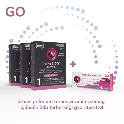 Trimeszter GO Prémium Csomag - 3db Trimeszter Prémium 1 + 2db Trimeszter Terhességi Gyorsteszt
