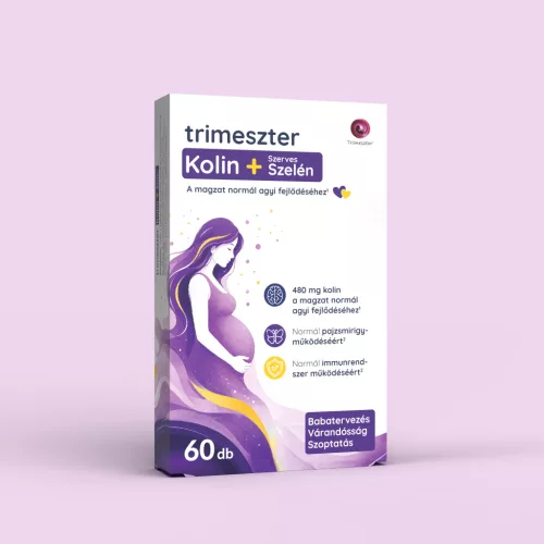 Trimeszter Kolin + Szerves Szelén tabletta a magzat normál agyi fejlődéséhez 60X